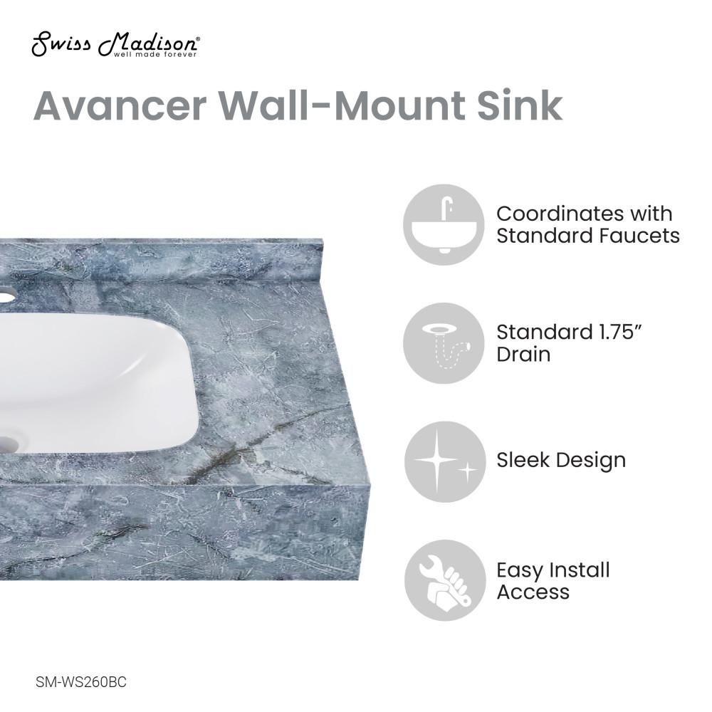 Avancer 36'' Wall Mount Sink In Blue Celeste. Picture 4