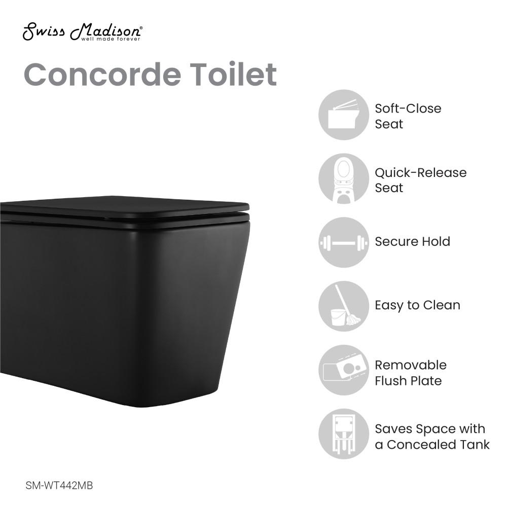 Concorde Wall Hung Toilet Bowl, Matte Black. Picture 4