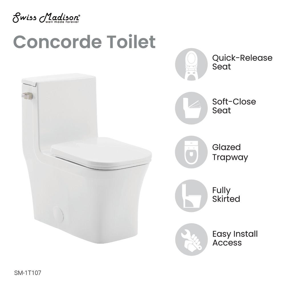 Concorde One-Piece Square Left Side Flush Handle Toilet 1.28 gpf. Picture 4