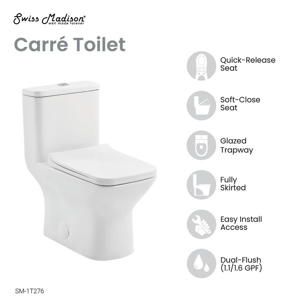 Carre One-Piece Elongated Toilet Dual-Flush 1.1/1.6 gpf with 10" Rough-In. Picture 4
