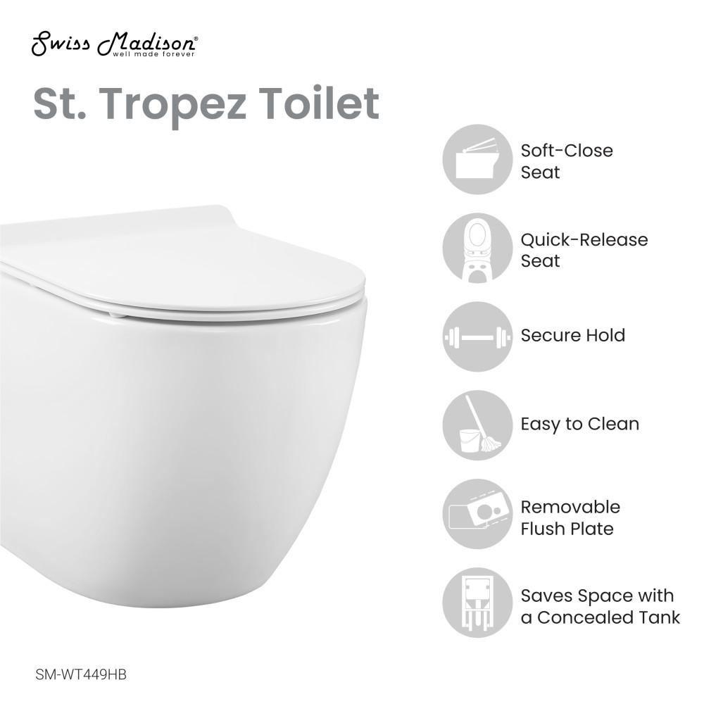 St. Tropez Wall hung Toilet Bowl, Black Hardware. Picture 4