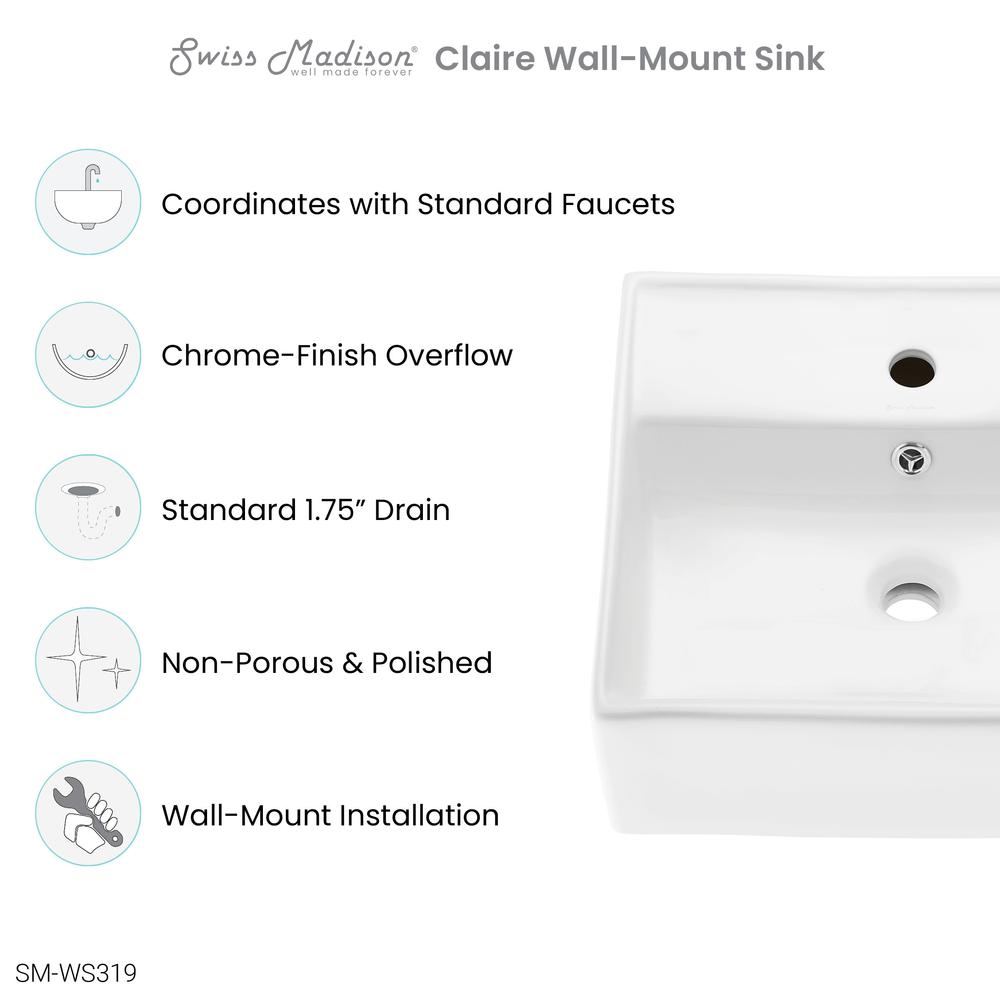 Claire Compact Ceramic Wall hung Sink. Picture 7