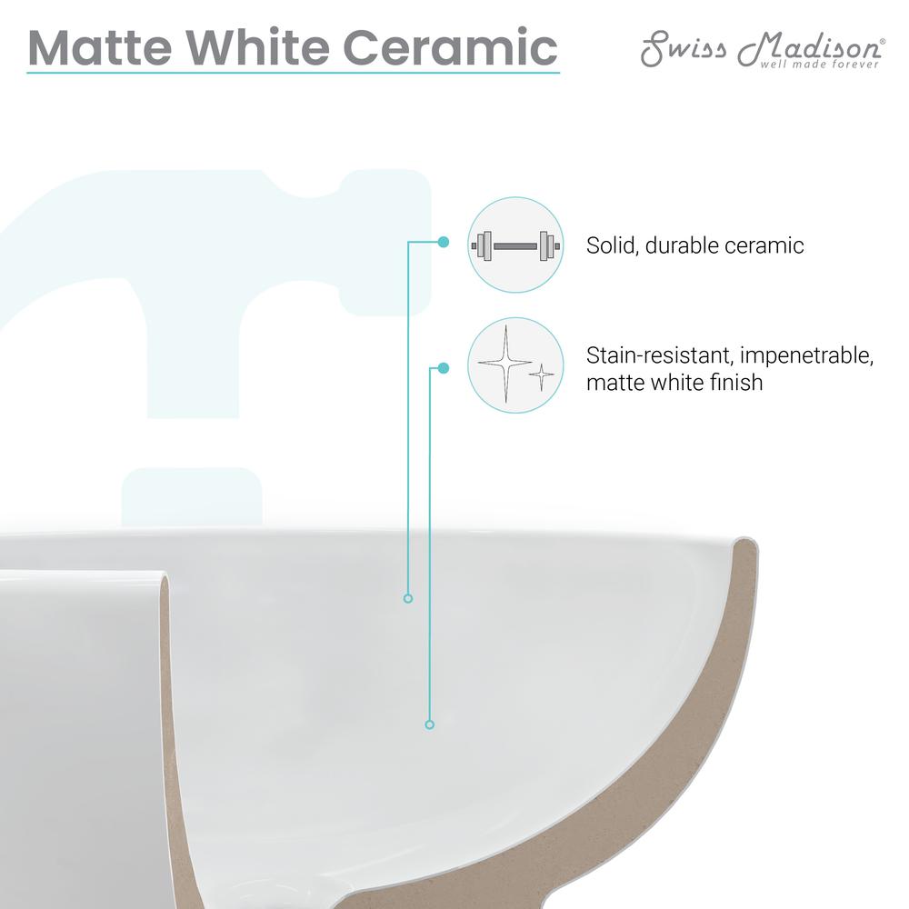 Claire 20 Rectangle Ceramic Vessel Sink, Matte White. Picture 9