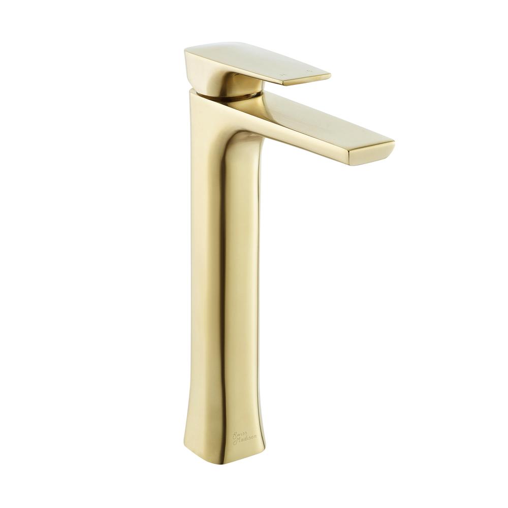 Monaco Single Hole, Single-Handle, High Arc Bathroom Faucet in Brushed Gold. Picture 5