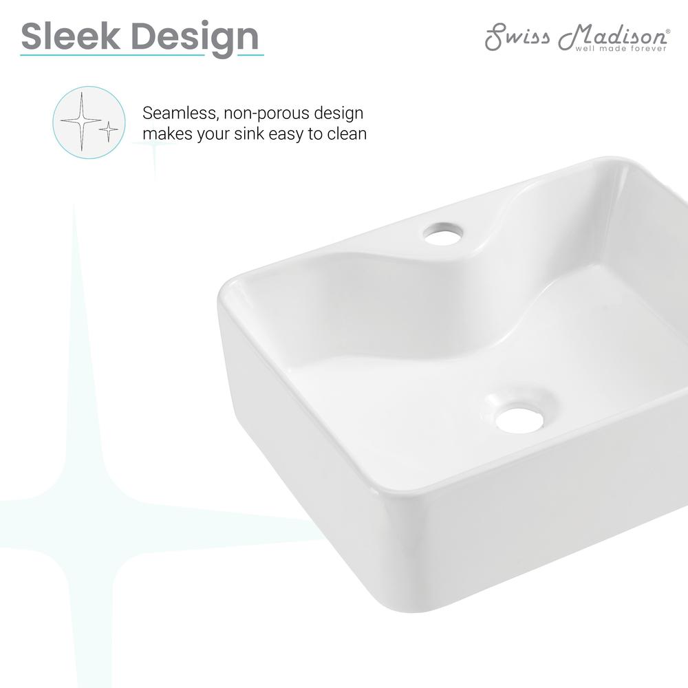 Rennes 19" Vessel Sink in Glossy White. Picture 11