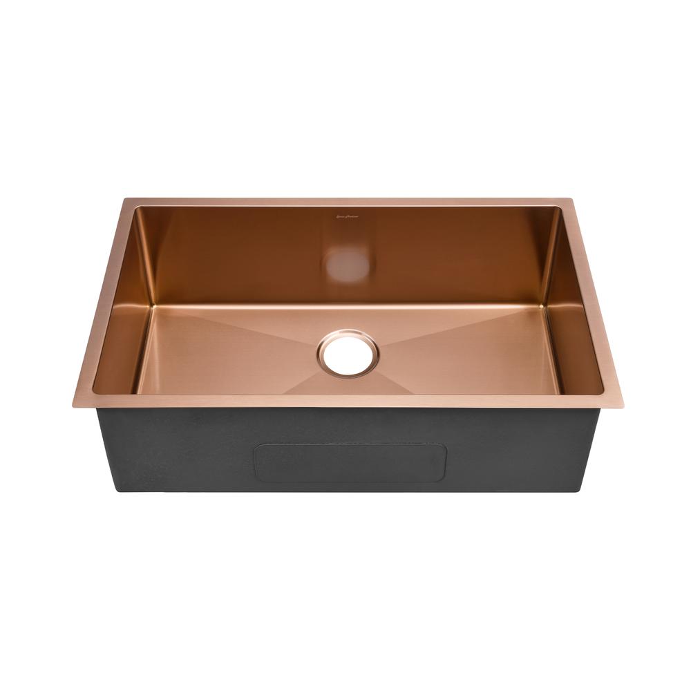 Stainless Steel, Single Basin, Undermount Kitchen Sink, Rose Gold. Picture 1