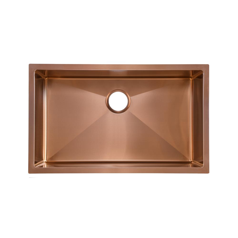 Stainless Steel, Single Basin, Undermount Kitchen Sink, Rose Gold. Picture 2