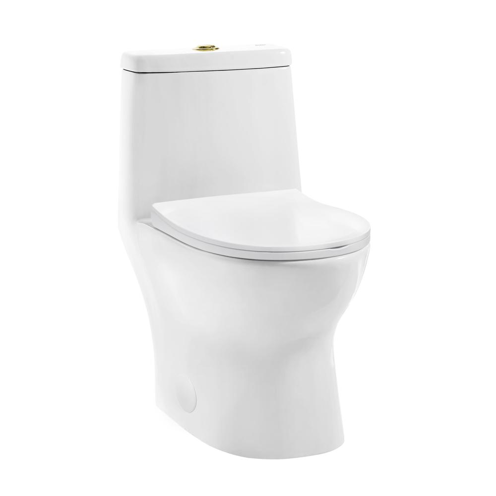 Ivy One Piece Toilet Dual Vortex™ Flush, Brushed Gold Hardware 1.1/1.6 gpf. Picture 1