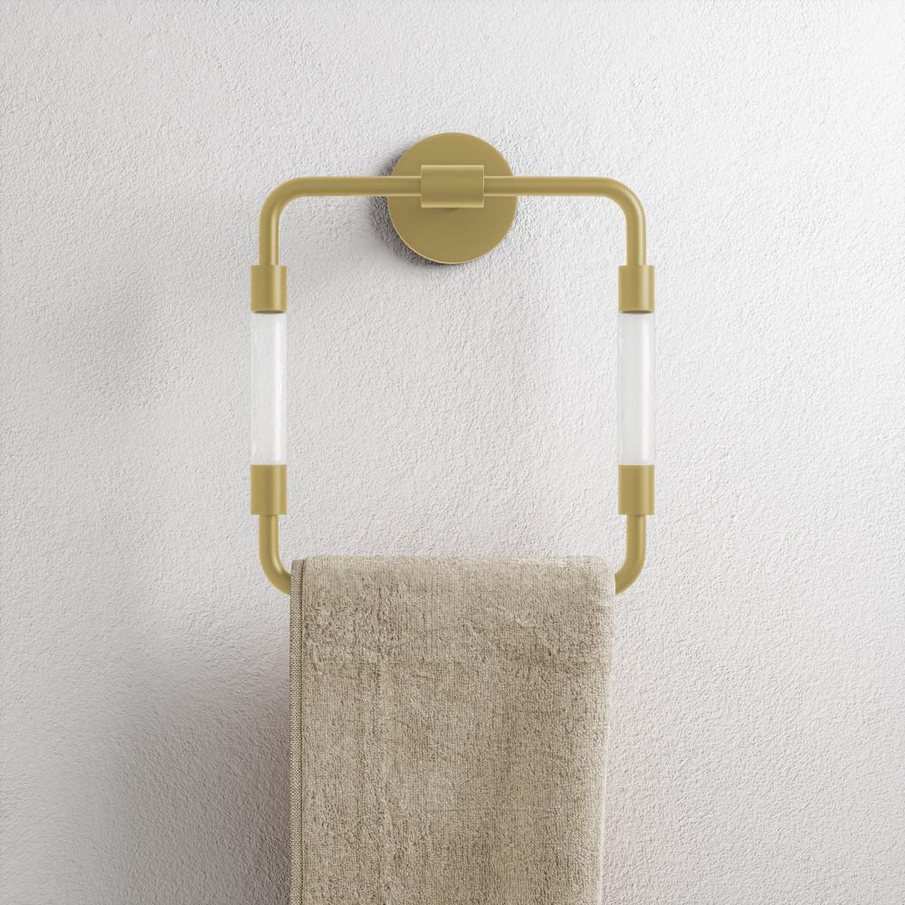 Verre Acrylic Square Towel Ring in Brushed Gold. Picture 2
