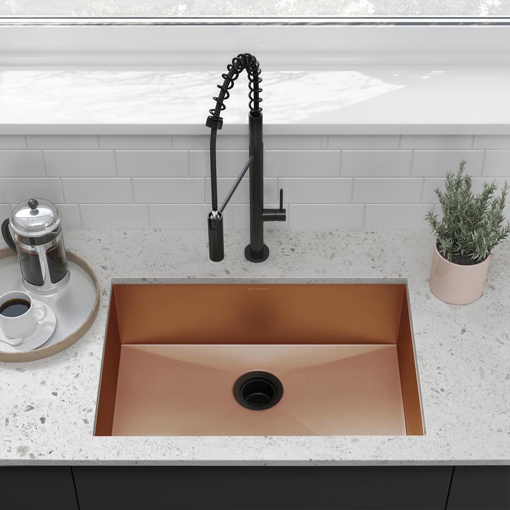 Stainless Steel, Single Basin, Undermount Kitchen Sink in Rose Gold. Picture 15