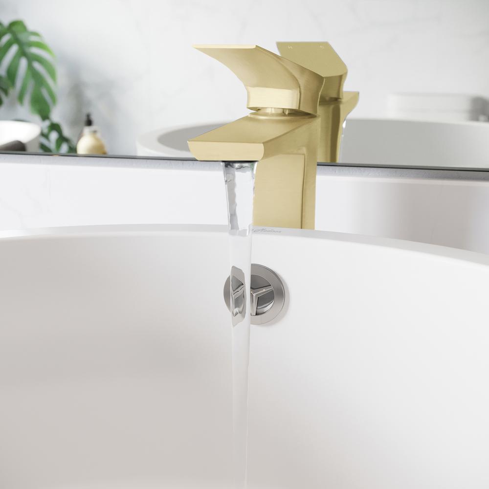 Monaco Single Hole, Single-Handle, High Arc Bathroom Faucet in Brushed Gold. Picture 19