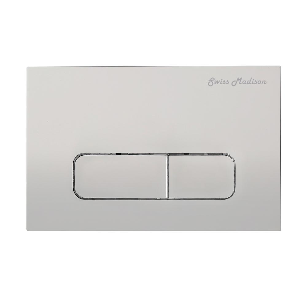 Wall Mount Dual Flush Actuator Plate with Rectangle Push Buttons in Matte Chrome. Picture 1