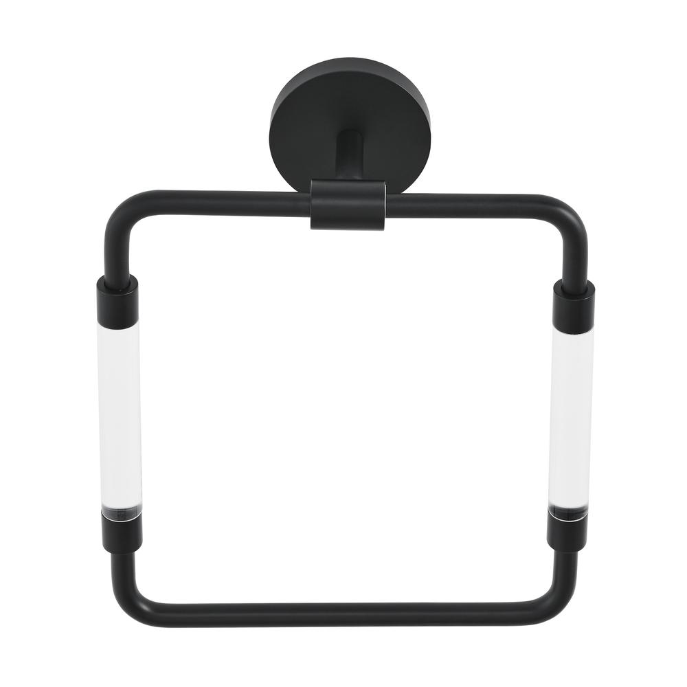 Verre Acrylic Square Towel Ring in Matte Black. Picture 1