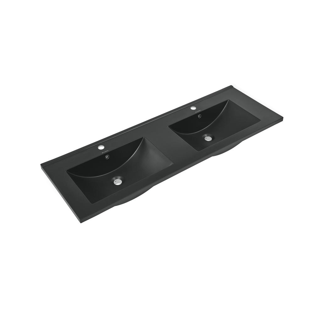 48" Ceramic Vanity Top in Matte Balck with Double Basin. Picture 1