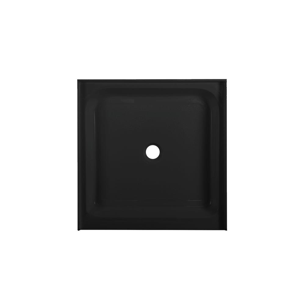 Voltaire 36" x 36" Acrylic Black, Single-Threshold, Center Drain, Shower Base. Picture 1