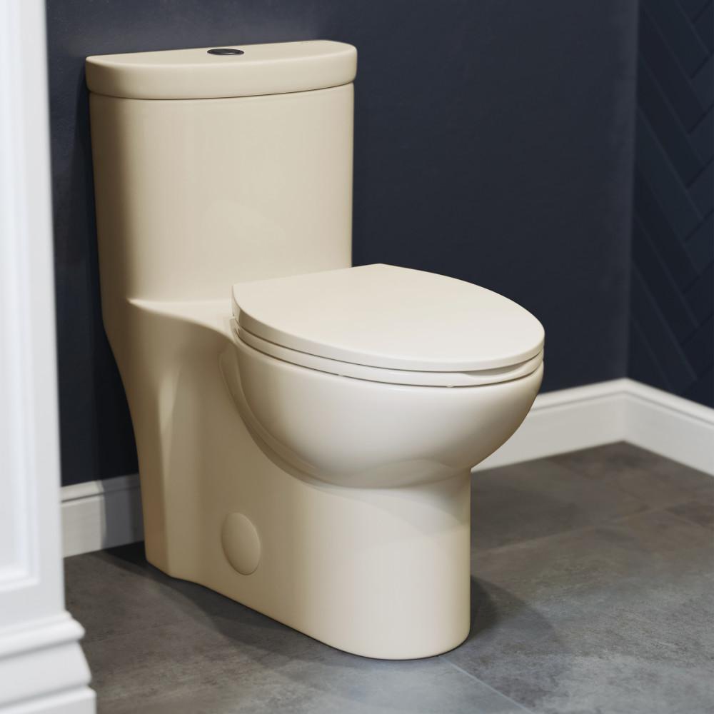 Sublime One-Piece Elongated Dual-Flush Toilet in Bisque 1.1/1.6 gpf. Picture 2