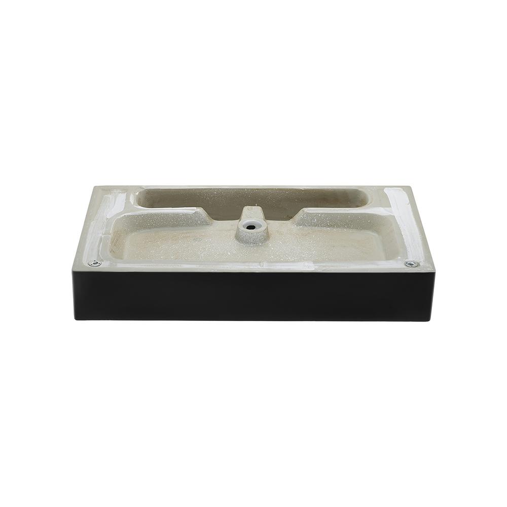 Claire 30 Ceramic Console Sink Matte Black Basin Brushed Gold Legs. Picture 6