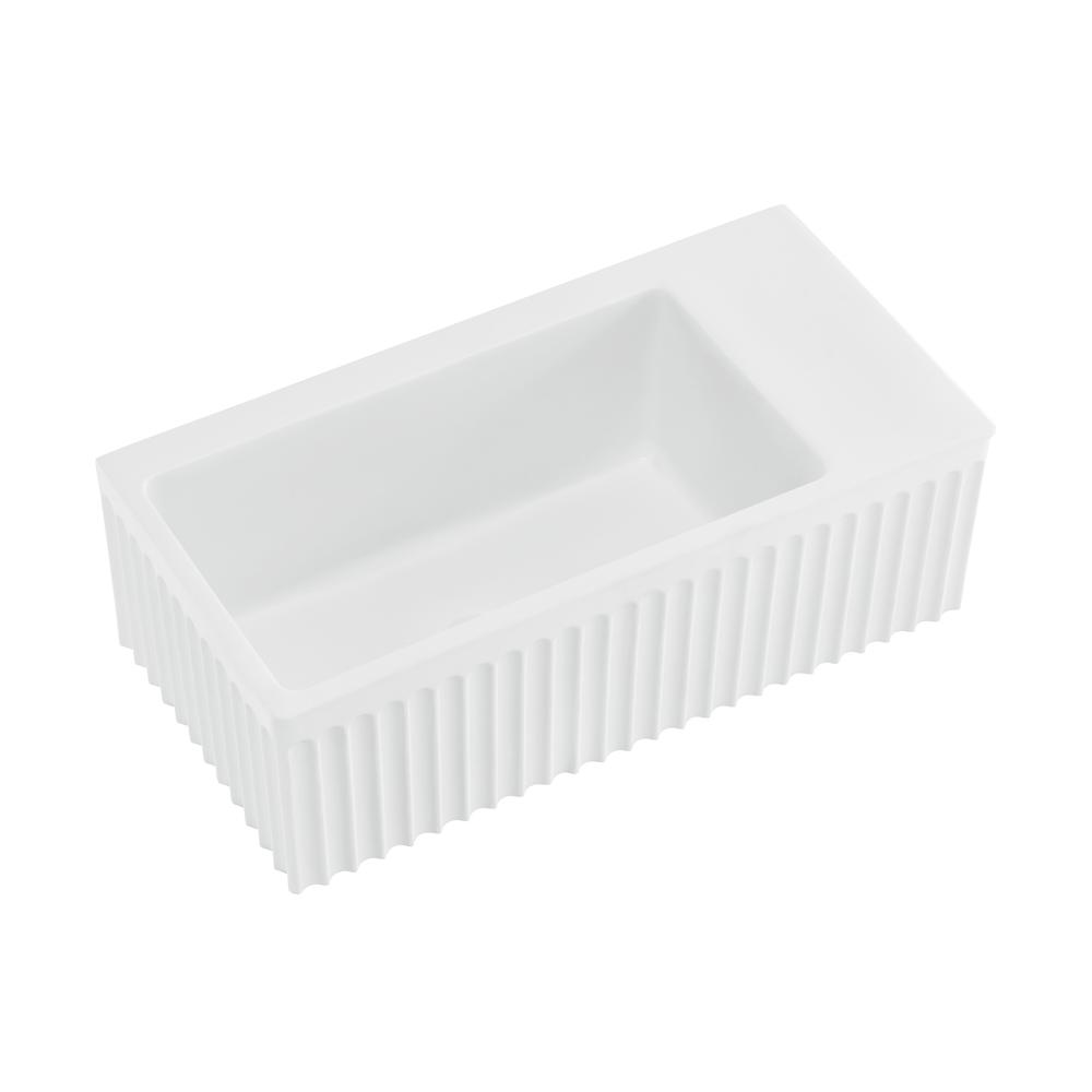 Delice 24" Rectangle Wall-Mount Bathroom Sink in Matte White. Picture 1
