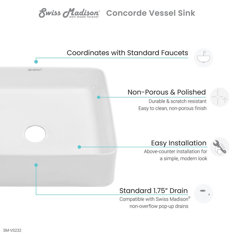 Concorde Ceramic Square Vessel Sink. Picture 8