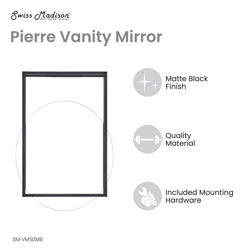 Pierre 35.5" Vanity Mirror in Matte Black. Picture 3