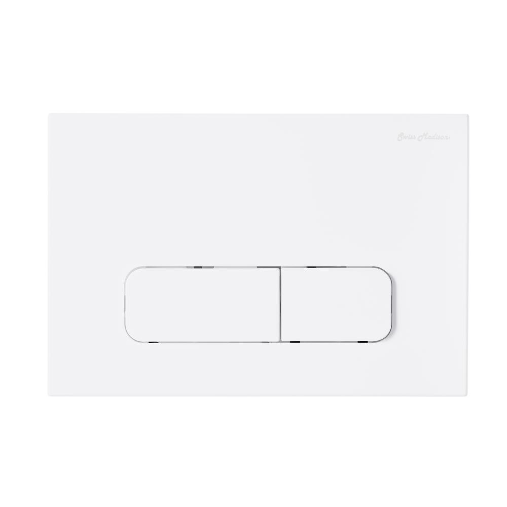 Wall Mount Dual Flush Actuator Plate with Rectangle Push Buttons in Matte White. Picture 1