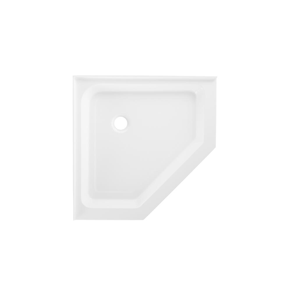 Voltaire 36" x 36" Acrylic White, Single-Threshold, Center Drain. Picture 1