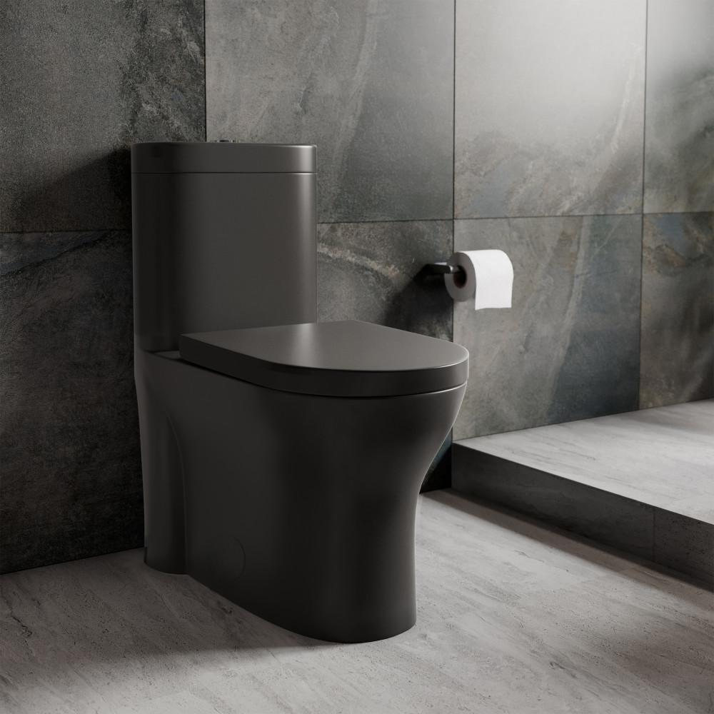 Monaco One-Piece Elongated Toilet Dual-Flush, Matte Black 1.1/1.6 gpf. Picture 2