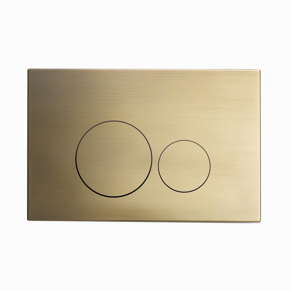 Wall Mount Actuator Flush Push Button Plate in Brushed Brass. Picture 1