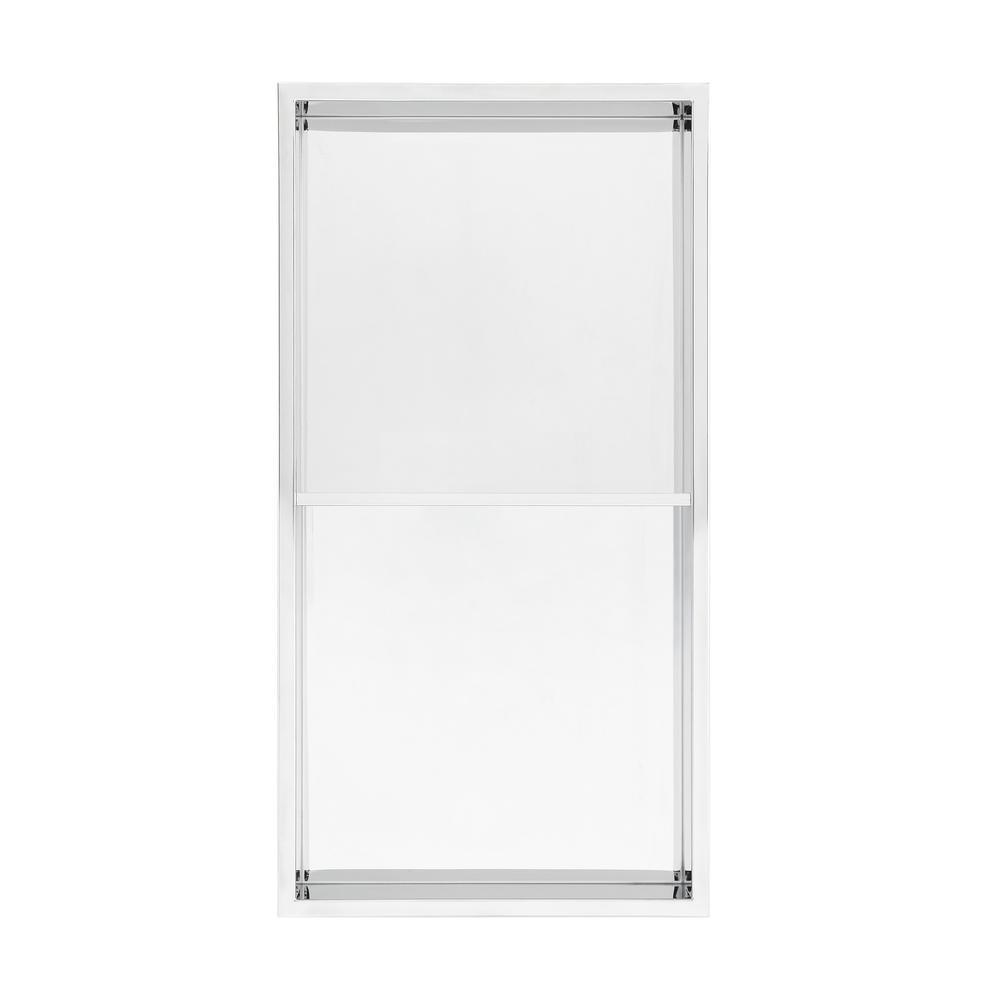 Voltaire 12" x 24" Stainless Steel Double Shelf Wall Niche in Polished Chrome. Picture 1