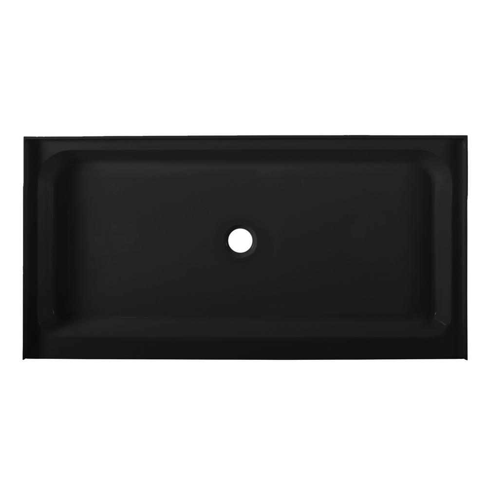 Voltaire 60" x 30" Acrylic Black, Single-Threshold, Center Drain, Shower Base. Picture 1