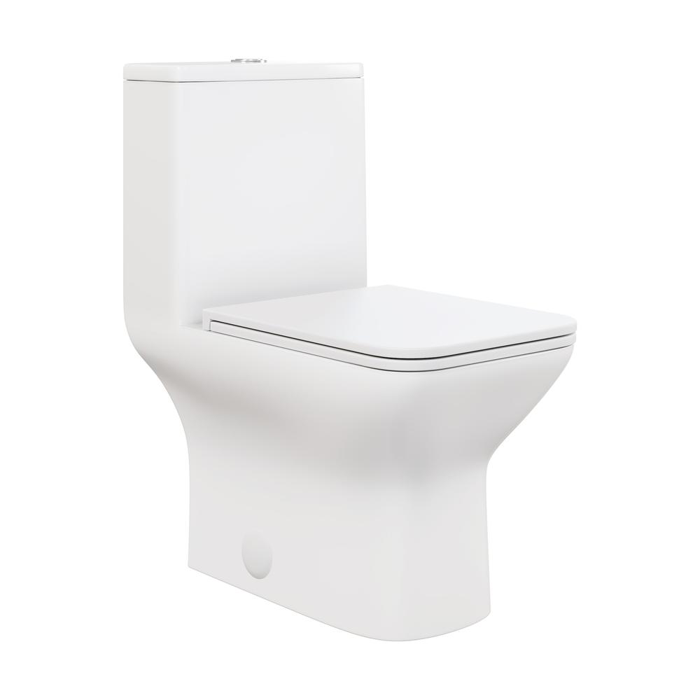Carre One Piece Square Toilet Dual Flush 1.1/1.6 gpf in Matte White. Picture 1