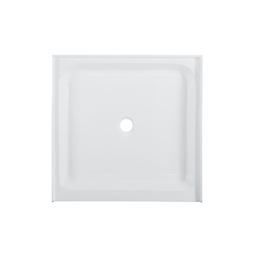 Voltaire 42" x 42" Acrylic White, Single-Threshold, Center Drain, Shower Base. Picture 1