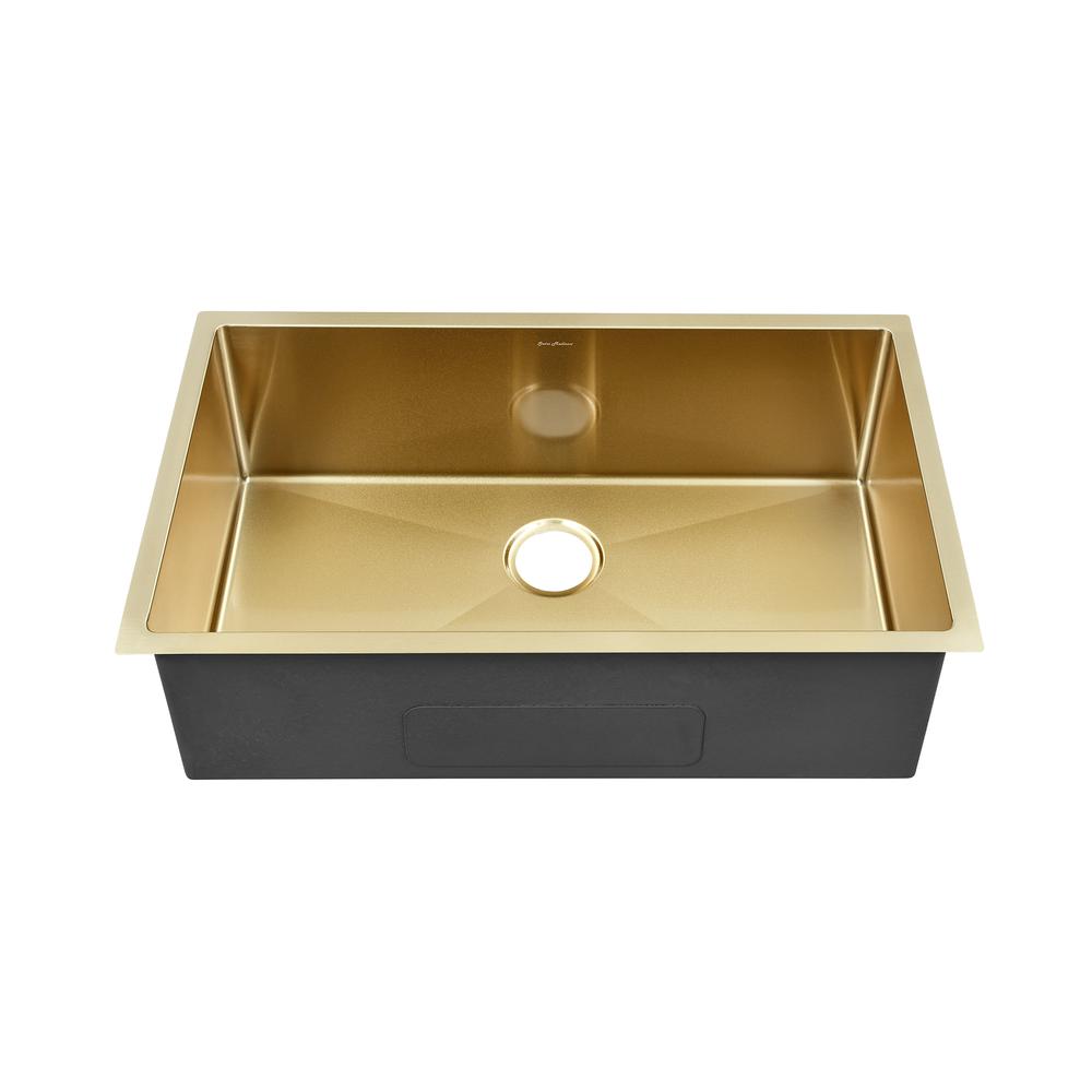 Rivage 32 x 19 Stainless Steel, Single Basin, Undermount Kitchen Sink, Gold. Picture 1