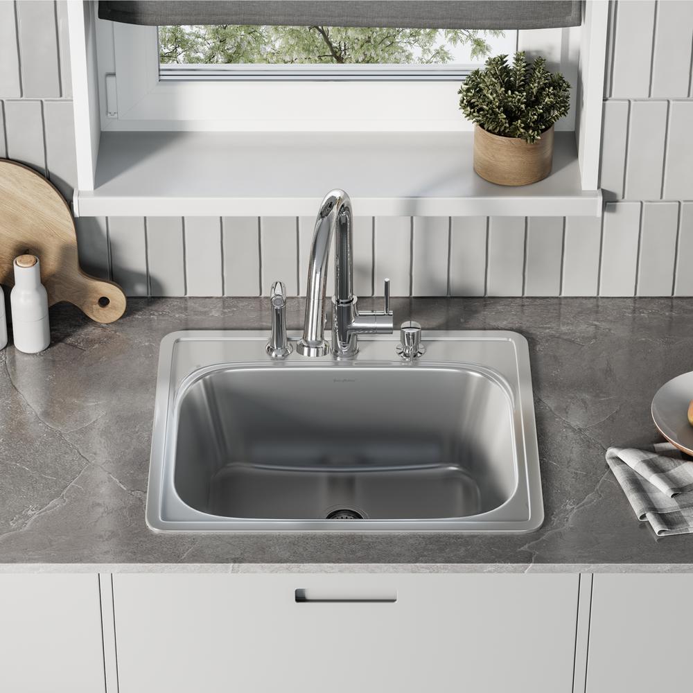Ouvert 25 x 22 Stainless Steel, Single Basin, Top Mount Kitchen Sink. Picture 17