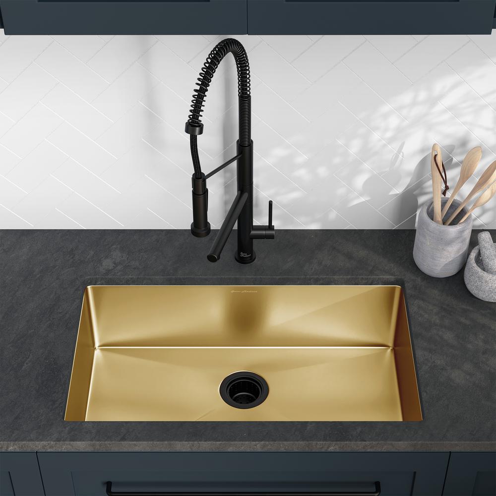 Rivage 30 x 18 Stainless Steel, Single Basin, Undermount Kitchen Sink, Gold. Picture 17