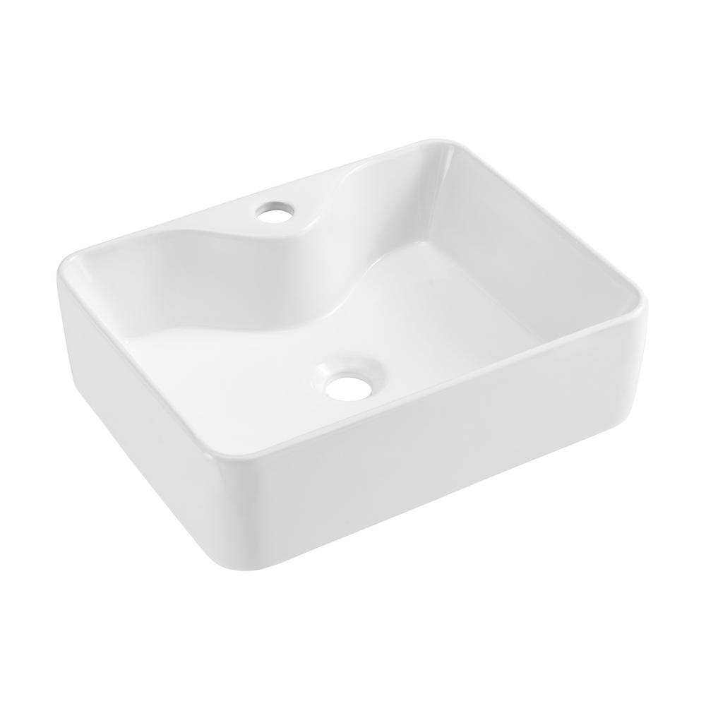 Rennes 19" Vessel Sink in Glossy White. Picture 3