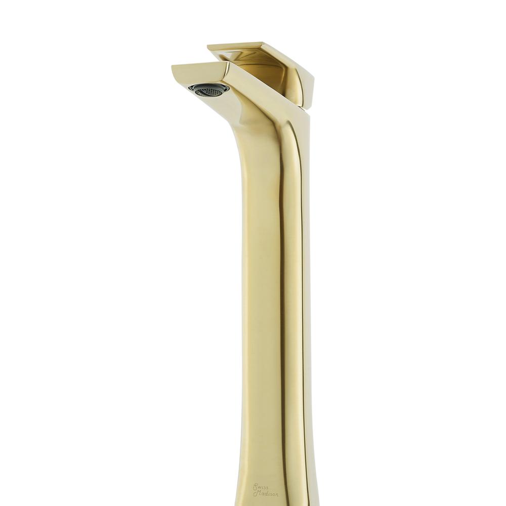 Monaco Single Hole, Single-Handle, High Arc Bathroom Faucet in Brushed Gold. Picture 3