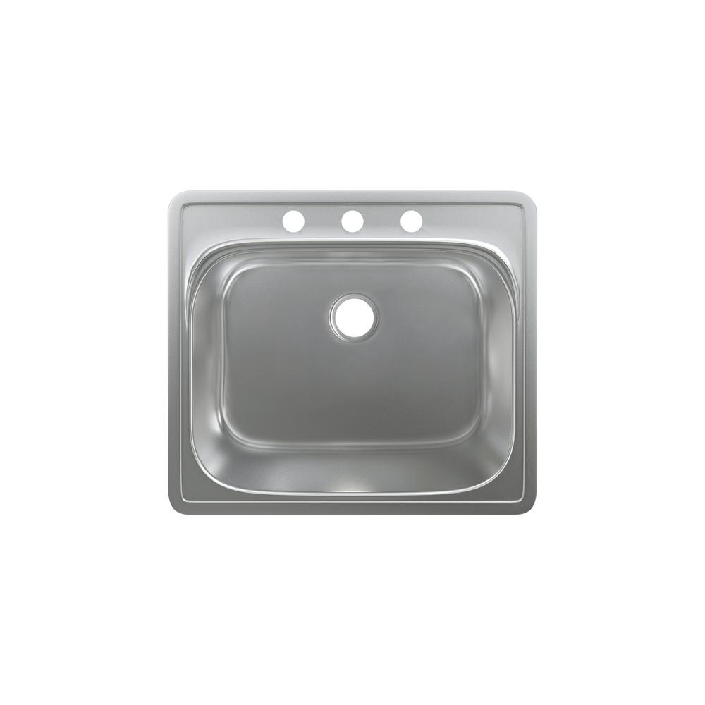 Ouvert 25 x 22 Stainless Steel, Single Basin, Top Mount Kitchen Sink. Picture 2