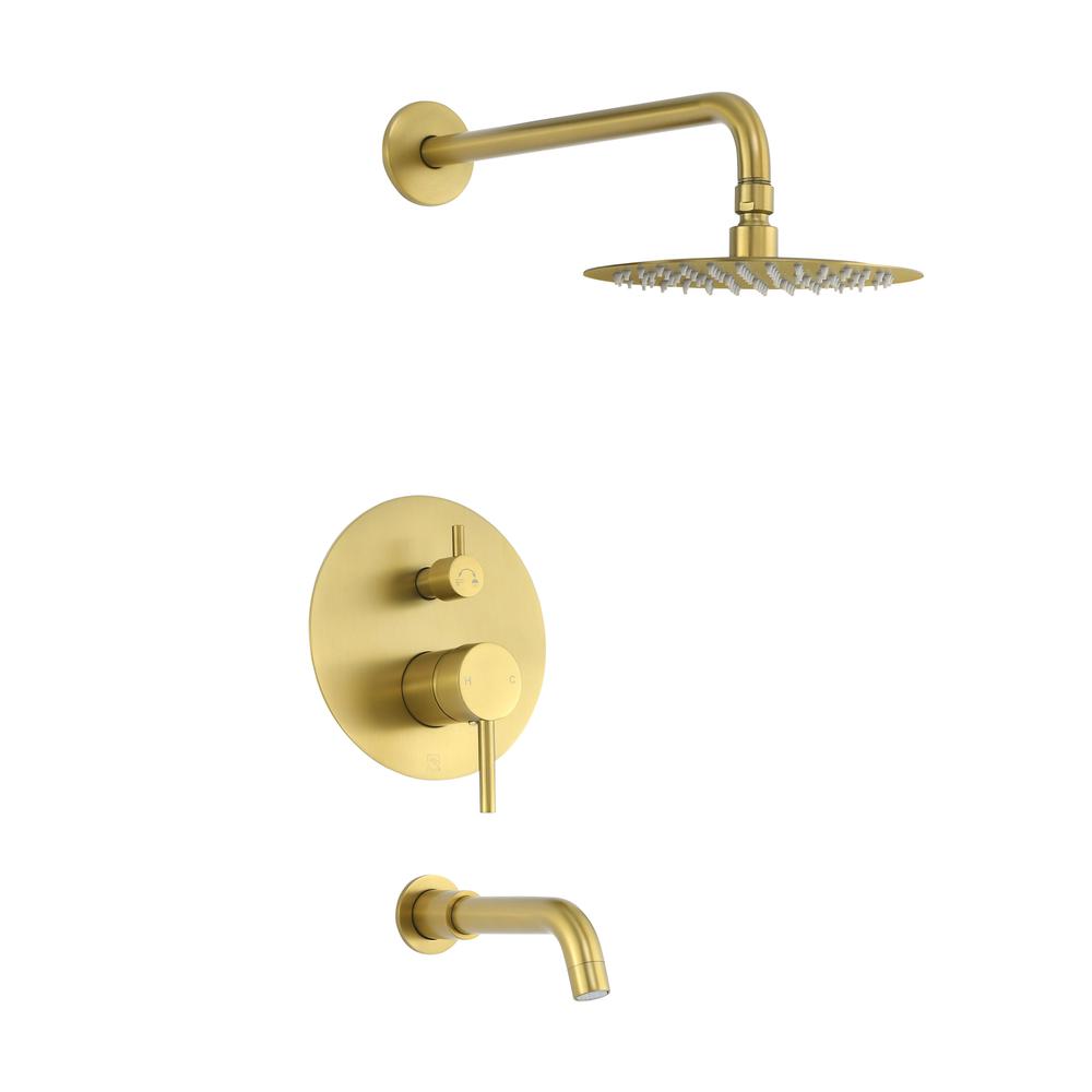 Ivy Single-Handle 1-Spray Tub and Shower Faucet in Brushed Gold (Valve Included). Picture 1