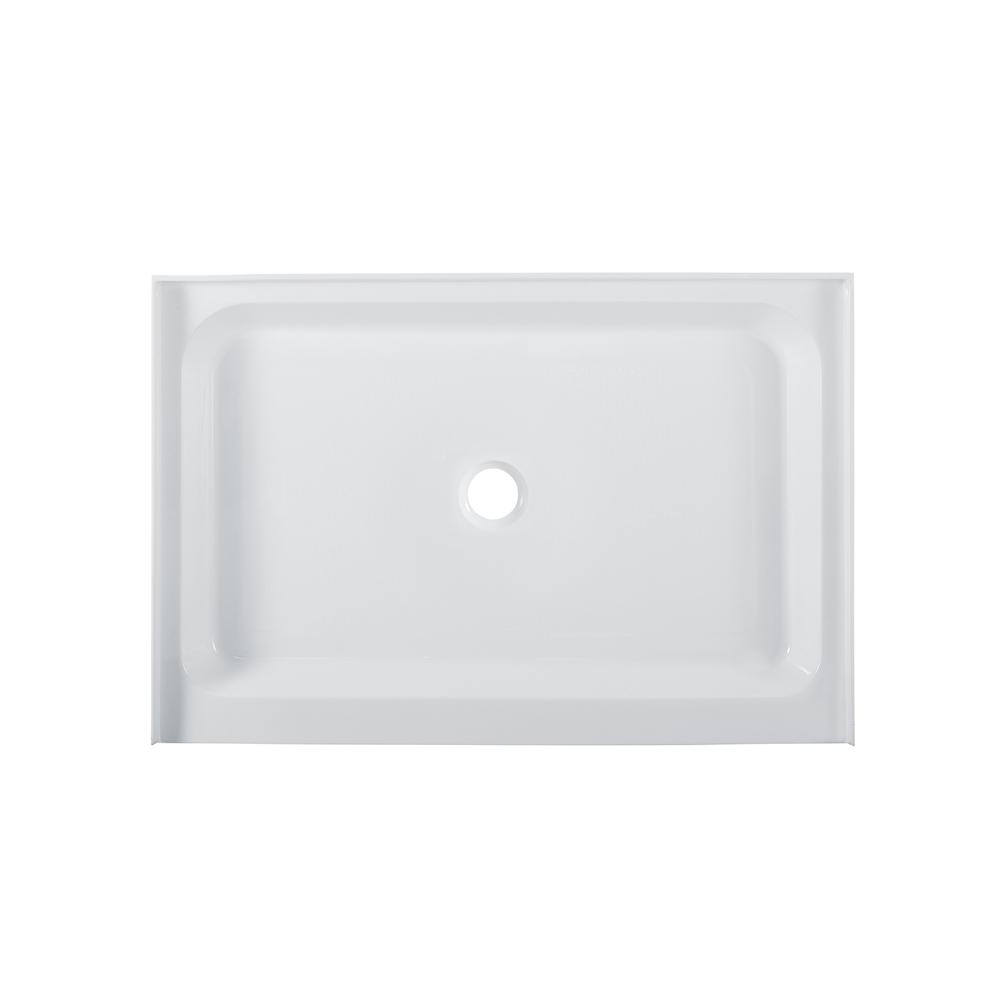 Voltaire 48" x 32" Acrylic White, Single-Threshold, Center Drain, Shower Base. Picture 1