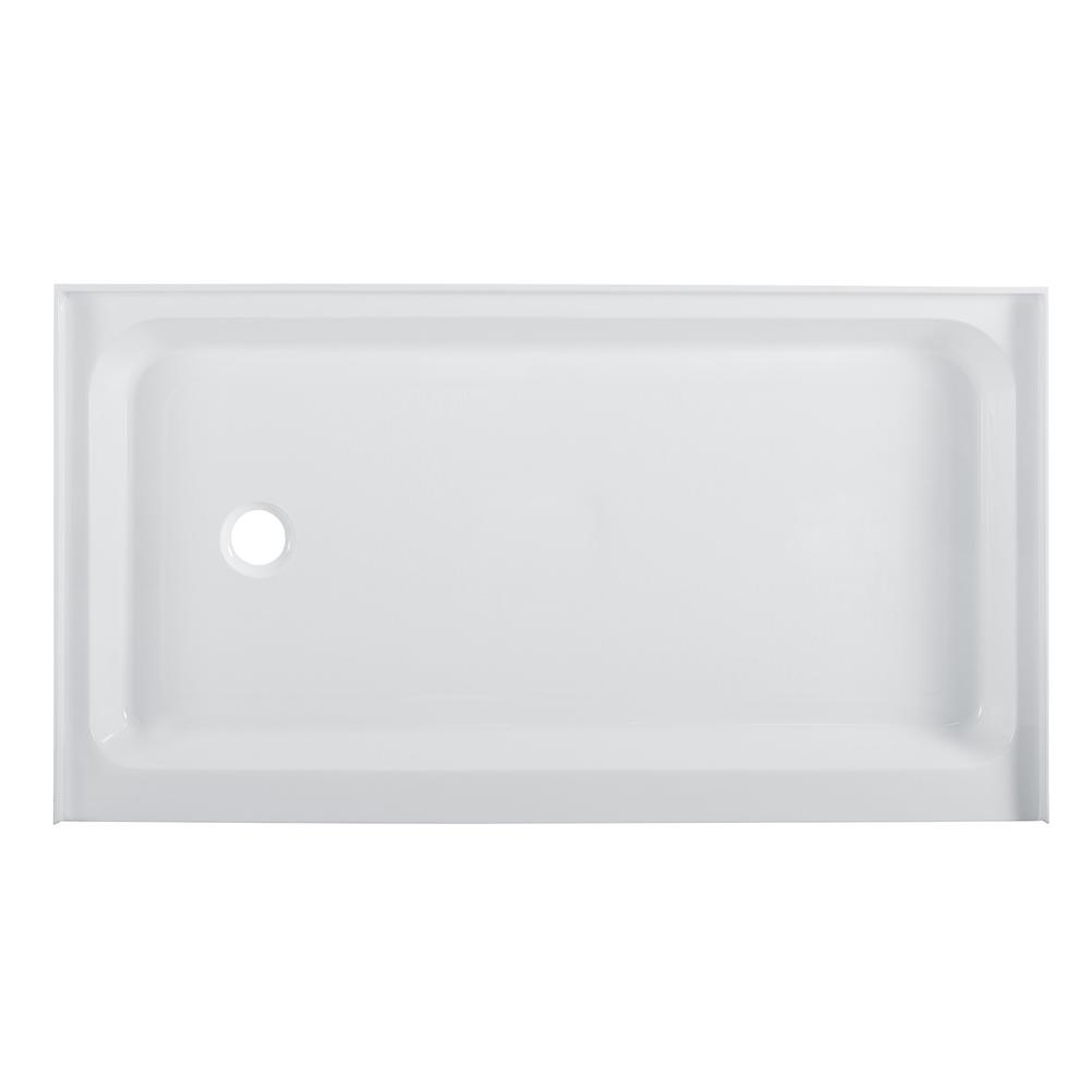 Voltaire 60" x 36" Acrylic White, Single-Threshold, Left-Hand Drain, Shower Base. Picture 1
