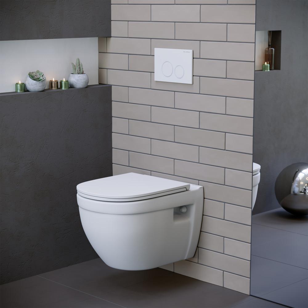 Ivy Wall-Hung Elongated Toilet Bowl in Matte White. Picture 2