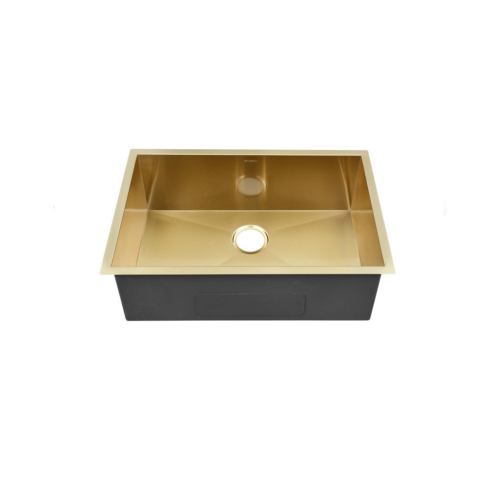 Tourner 26 x 18 Stainless Steel, Single Basin, Undermount Kitchen Sink, Gold. Picture 1