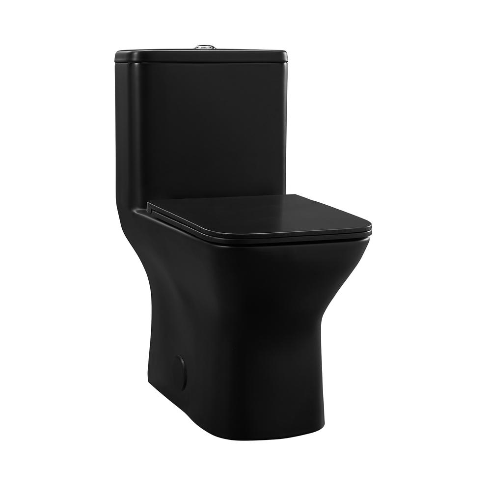 Carre One-Piece Square Toilet Dual-Flush in Matte Black 1.1/1.6 gpf. Picture 1