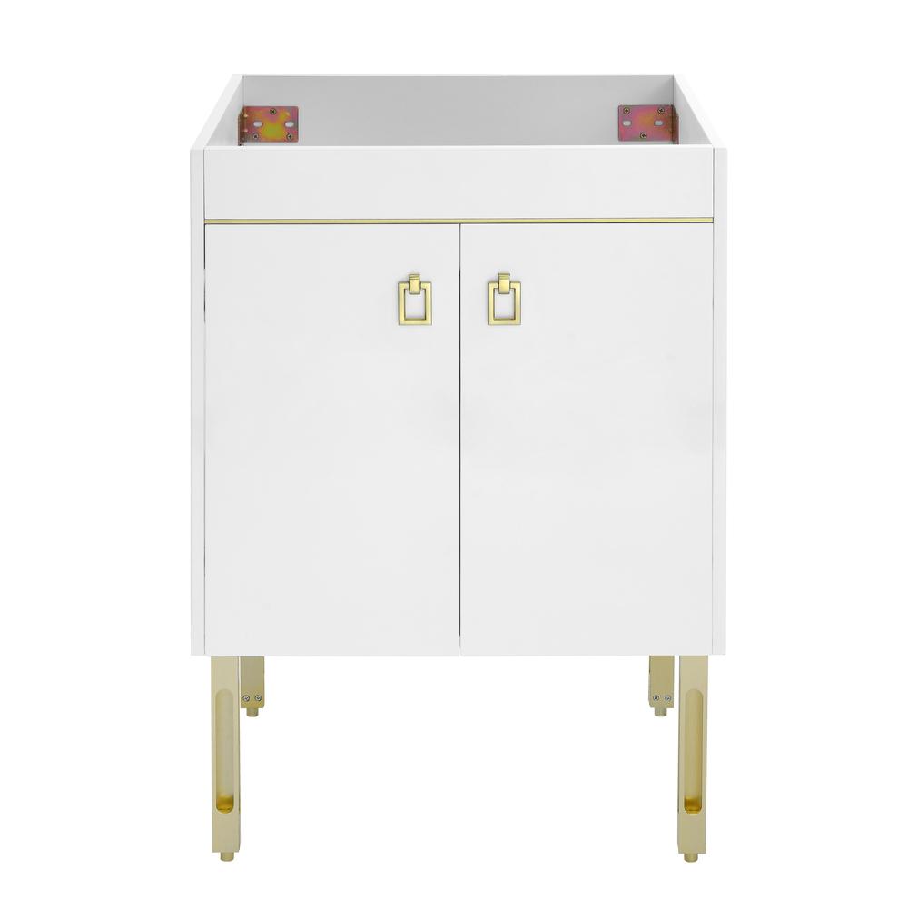 Lumiere 24 Freestanding, Bathroom Vanity in Glossy White and Gold Cabinet Only. Picture 1