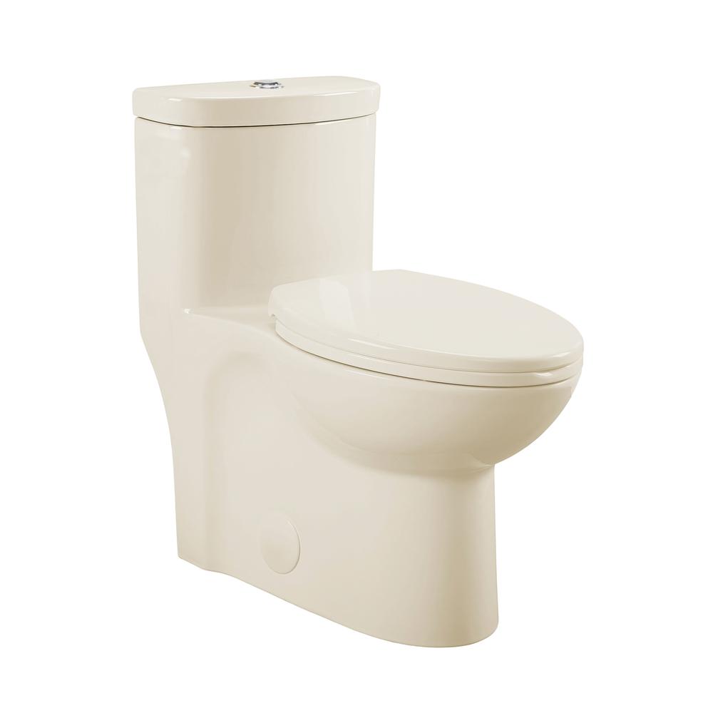 Sublime One-Piece Elongated Dual-Flush Toilet in Bisque 1.1/1.6 gpf. Picture 1