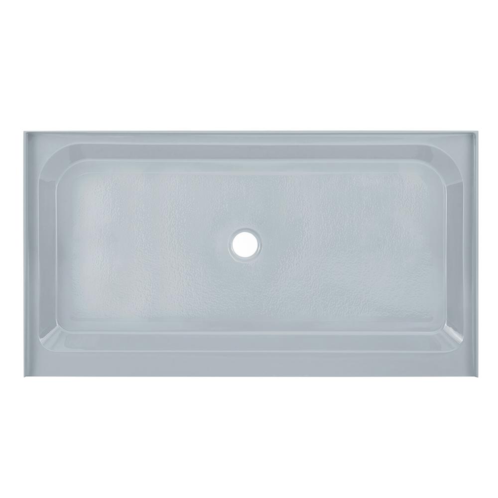 Voltaire 60" x 36" Single-Threshold, Center Drain, Shower Base in Grey. Picture 1