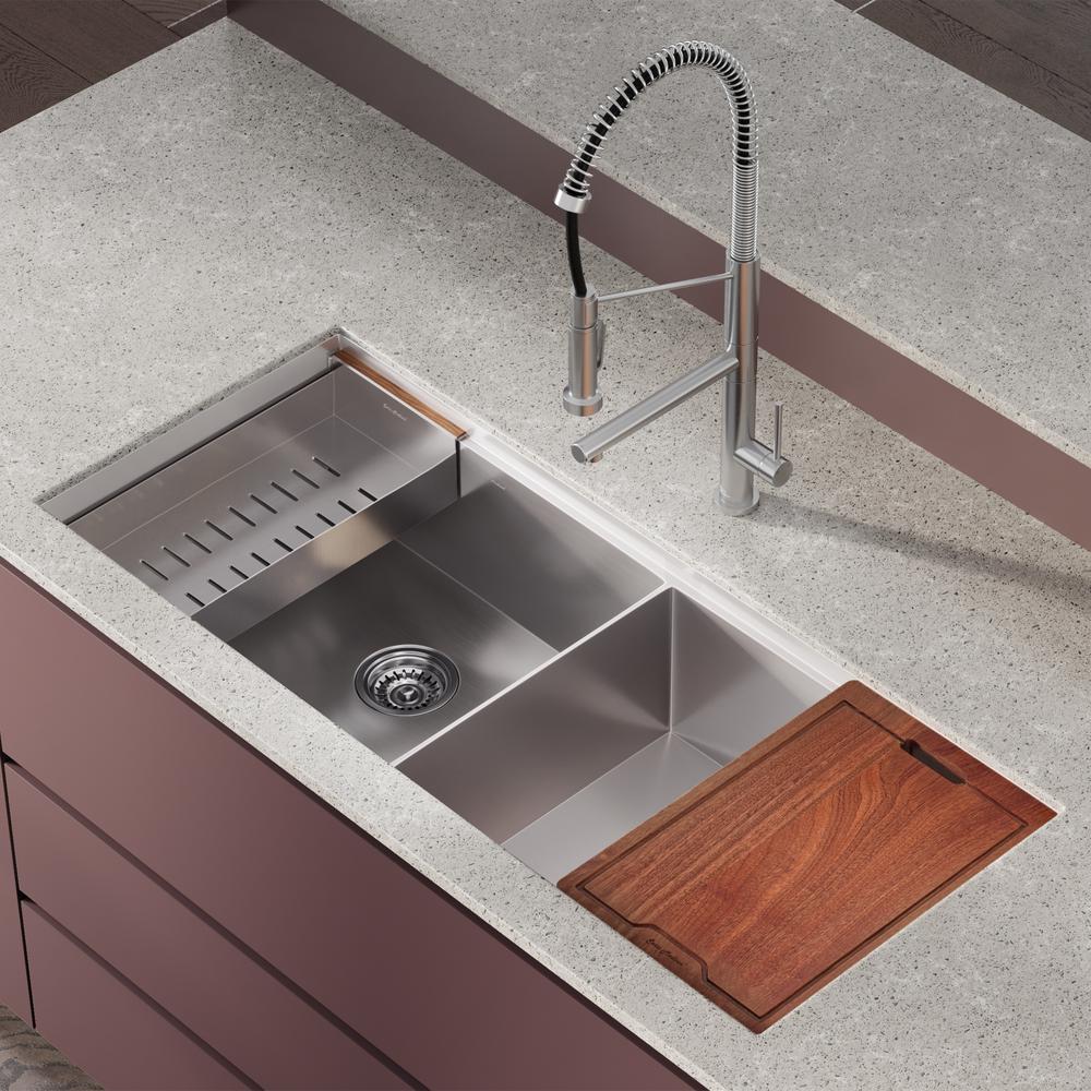 Rivage 45 x 19 Dual Basin Undermount Kitchen Workstation Sink. Picture 23
