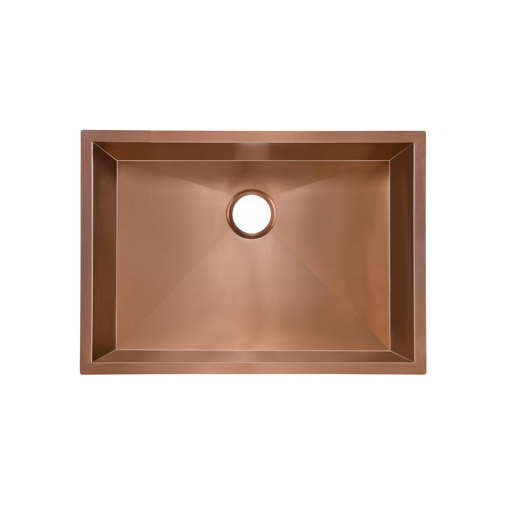 Stainless Steel, Single Basin, Undermount Kitchen Sink in Rose Gold. Picture 2