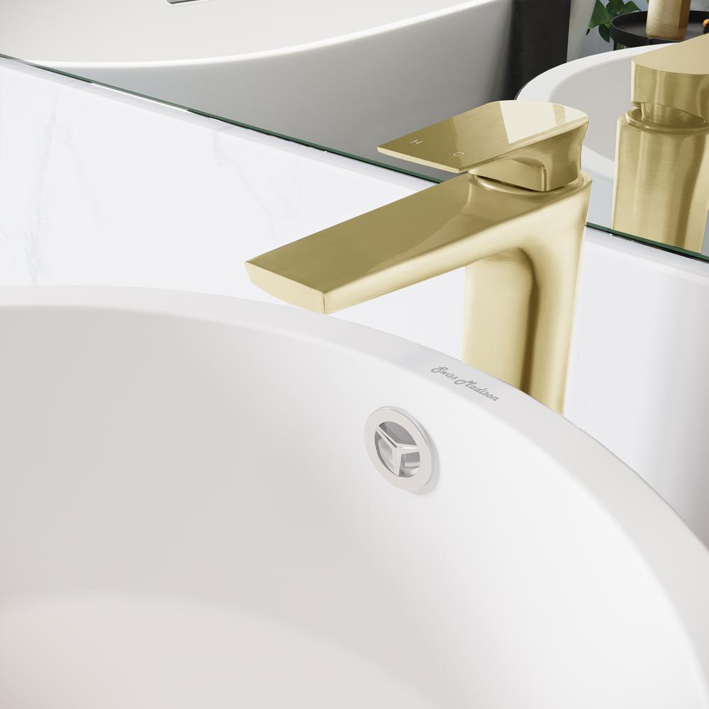 Monaco Single Hole, Single-Handle, High Arc Bathroom Faucet in Brushed Gold. Picture 20